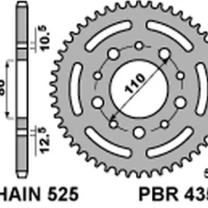 PBR rozeta 4350 43 C45 HONDA CB 500 '94-'03, CB 750 '91-'03, VT 600 SHADOW '90-'04 (JTR1332.43) (ŁAŃC. 525) (MADE IN ITALY) Poslední Šance